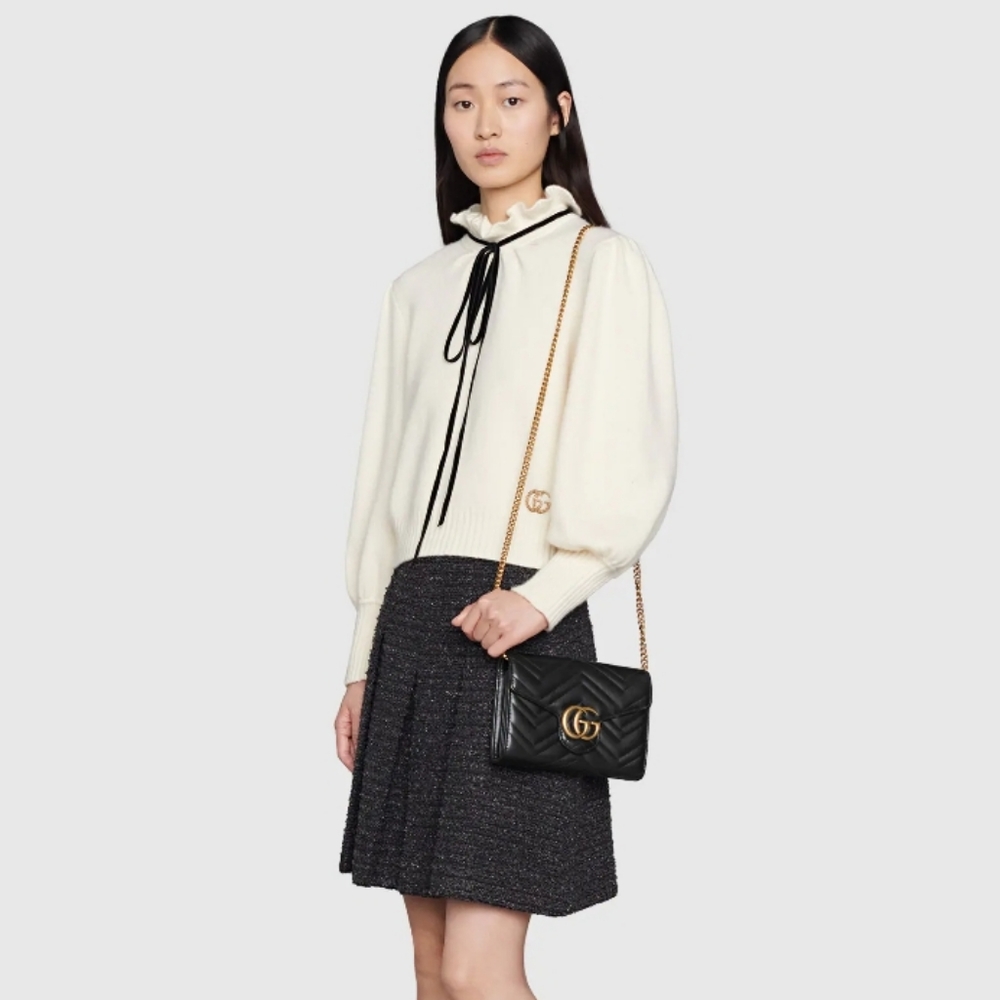 Gucci Black GG Marmont Mini Leather Shoulder Bag